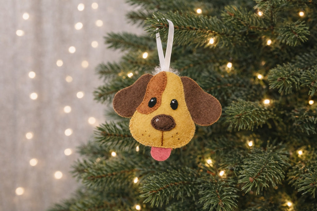 Handmade Dog Felt Ornament, Cute Dog Felt Ornament Gift, Dog Lover Gift, Hanging Decor, Holiday Ornament