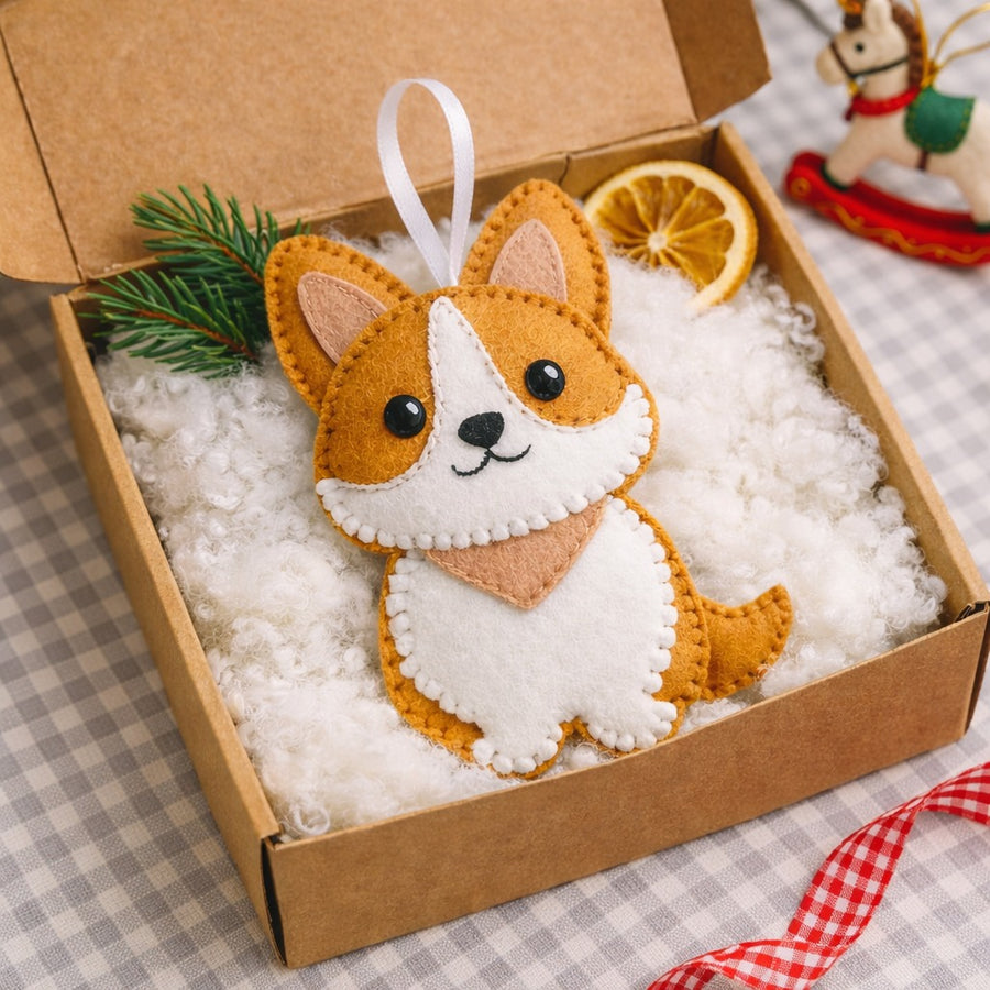 Corgi With Bandana Felt Ornament - Personalized Corgi Christmas Ornament With Name - Gift For Corgi Lovers