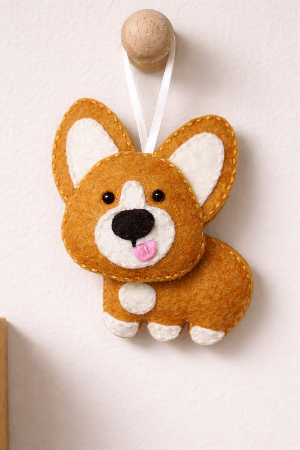 Handmade Felt Corgi Ornament, Cute Corgi Fabric Ornament Gift, Custom Name Pet Ornament, Hanging Decor, Ornament Craft, Holiday Ornament