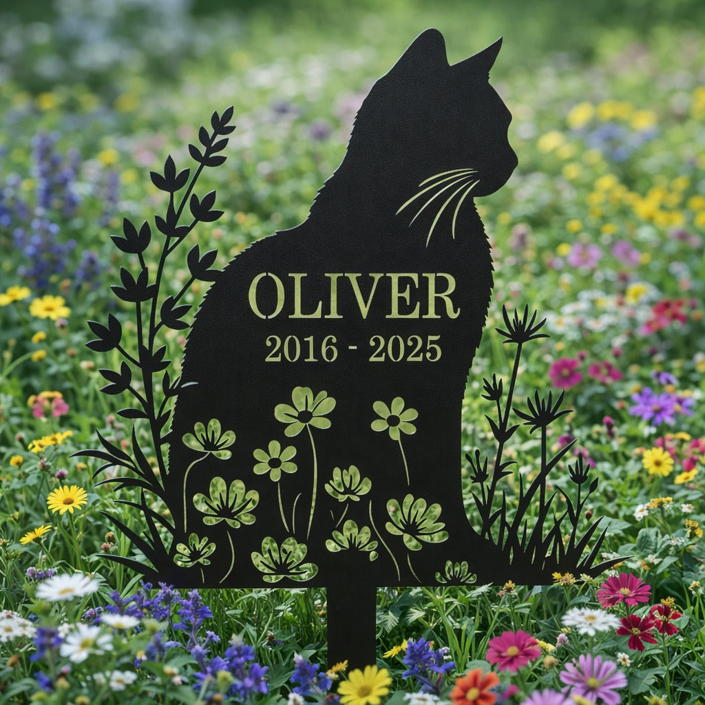 Custom Cat Memorial Metal Sign, Custom Cat Breed Sign, Pet Memorial Gift, Pet Loss Gift, Remembrance Sign, Metal Garden Decor