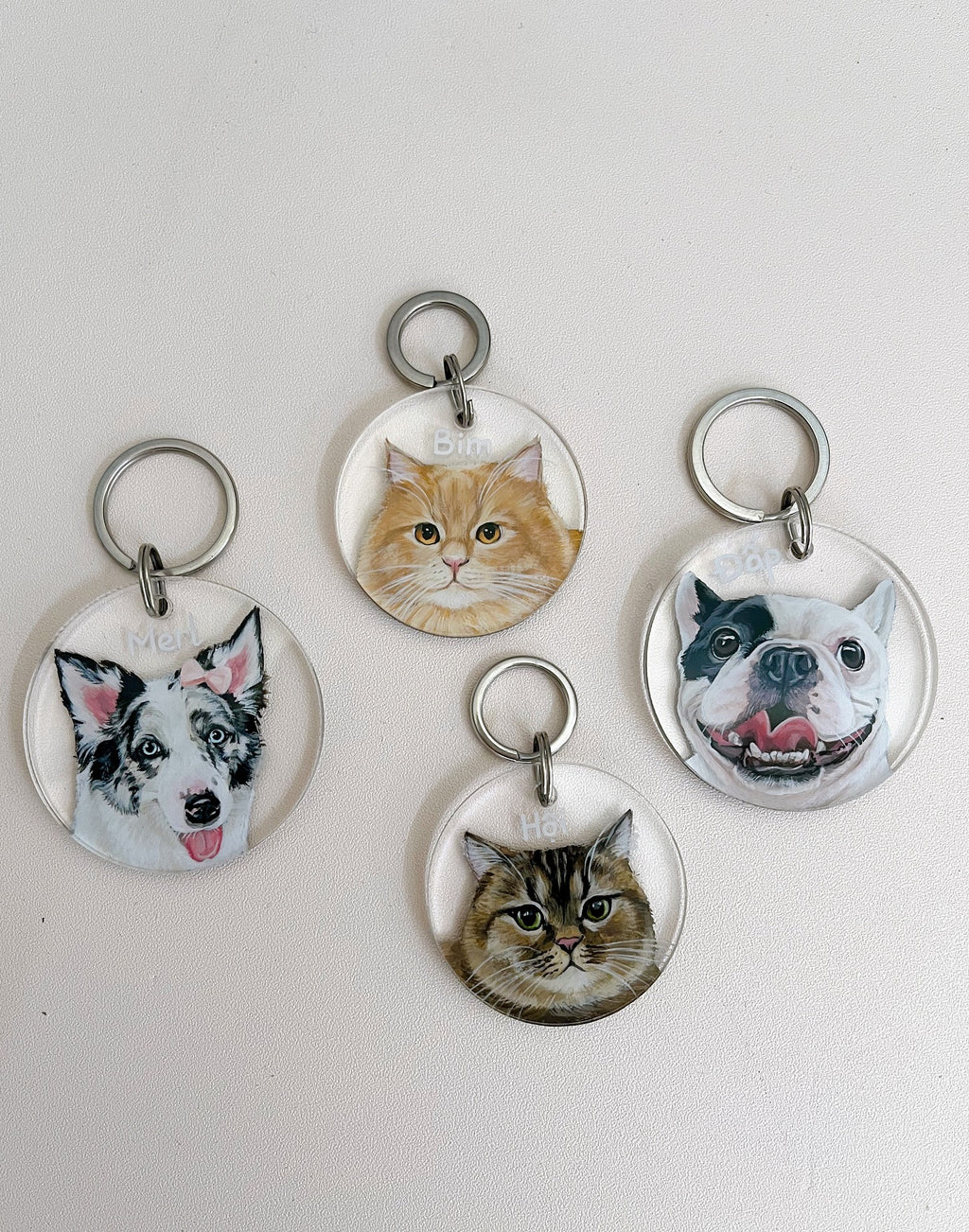 Hand-painted Pet Transparent Keychain, Custom Dog/Cat/Animal Portrait, Pet Gift, Art Keychain, Dog Cat Pet Keychain