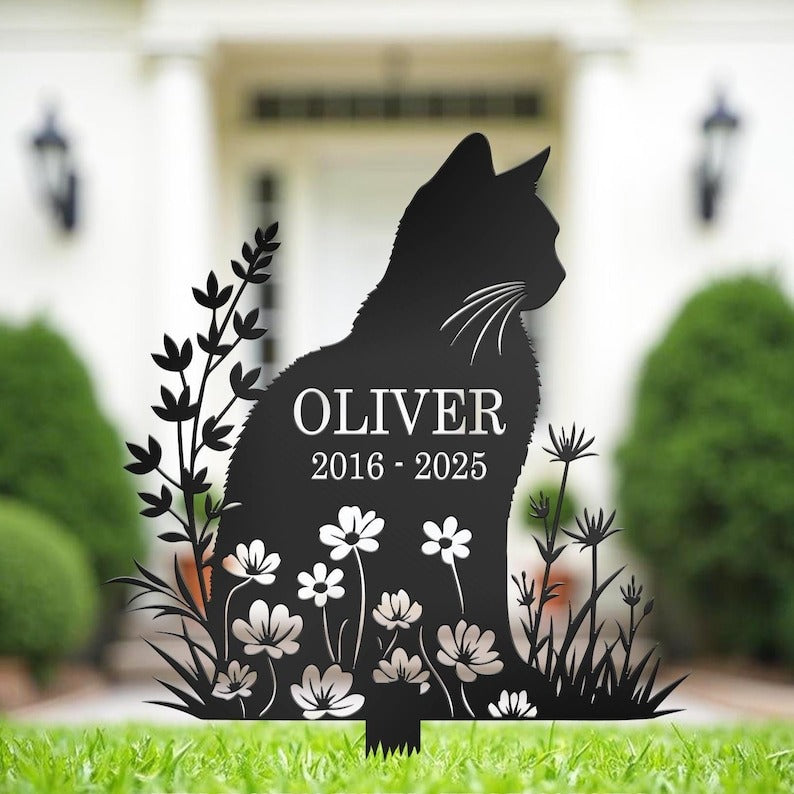 Custom Cat Memorial Metal Sign, Custom Cat Breed Sign, Pet Memorial Gift, Pet Loss Gift, Remembrance Sign, Metal Garden Decor