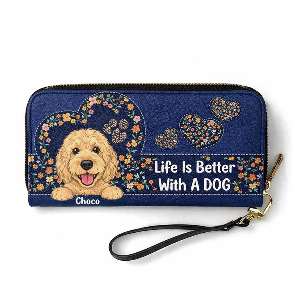 Like Is Better Dog Handbag, Personalized Dogs Leather Handbag, Dog Wallet/Shoulder Bag, Custom Pet Bag, Retro Handbag, Dog Mom Bag Gift