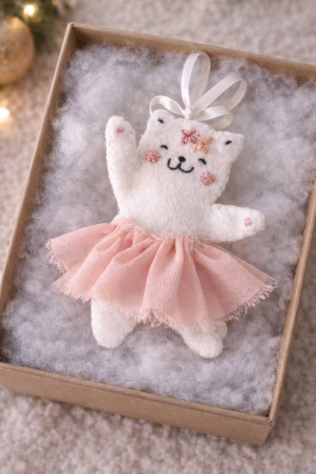 Custom Baby Cat Handmade Felt Ornament, Personalized Felt Cat Ornament With Name, Embroidered Name With Ornament, Christmas Tree Hanging Decor
