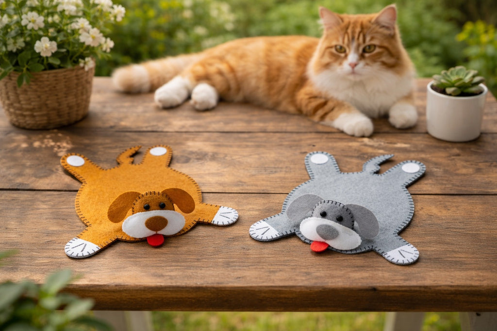 Handmade Felt Dog Coaster, Cute Pet Coaster, Dog Cup Coaster, Handmade Felt Mug Mat, Dog Lover Gift, Coffee Table Decor