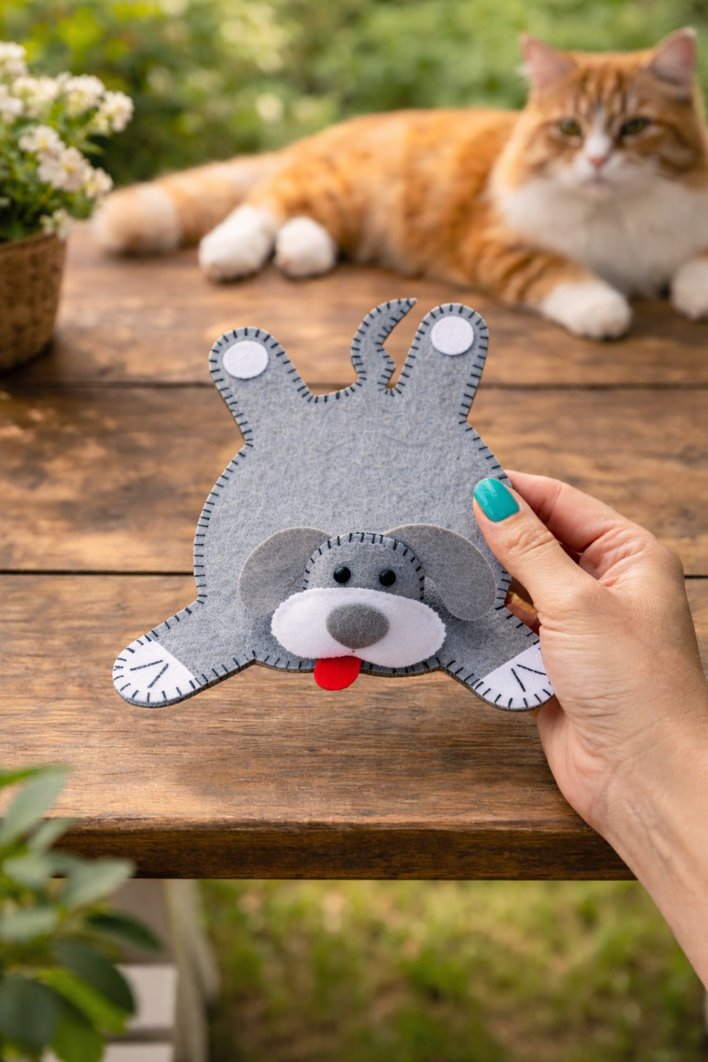 Handmade Felt Dog Coaster, Cute Pet Coaster, Dog Cup Coaster, Handmade Felt Mug Mat, Dog Lover Gift, Coffee Table Decor