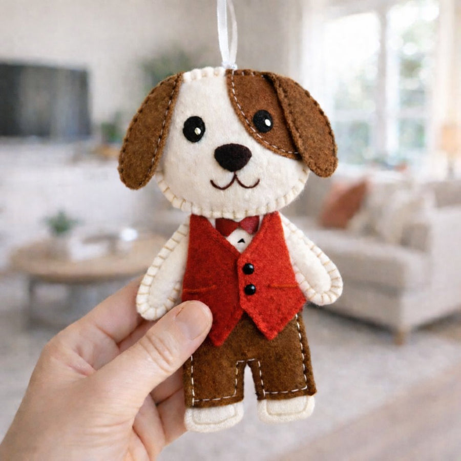 Handmade Dog Felt Ornament, Custom Dog Felt Ornament Gift, Dog Lover Gift, Hanging Decor, Holiday Ornament
