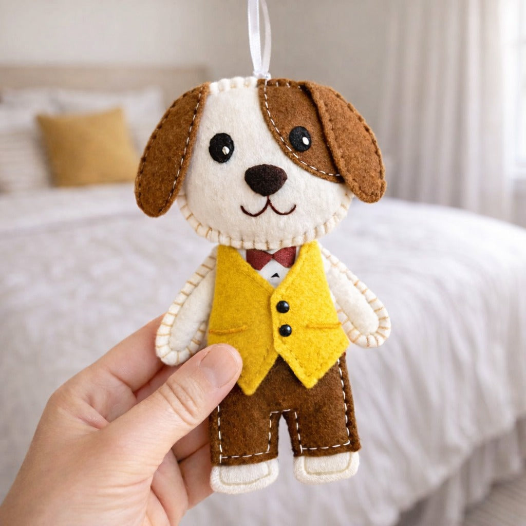 Handmade Dog Felt Ornament, Custom Dog Felt Ornament Gift, Dog Lover Gift, Hanging Decor, Holiday Ornament