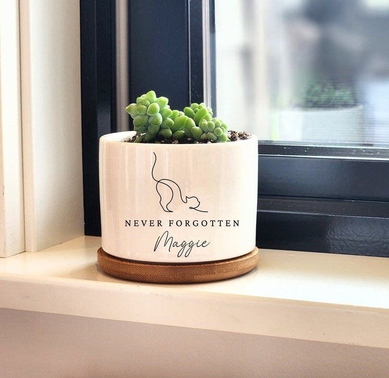 Personalized Cat Memorial Plant Pot, Custom Cat Memorial for Beloved Cat, Cat Lover Gift