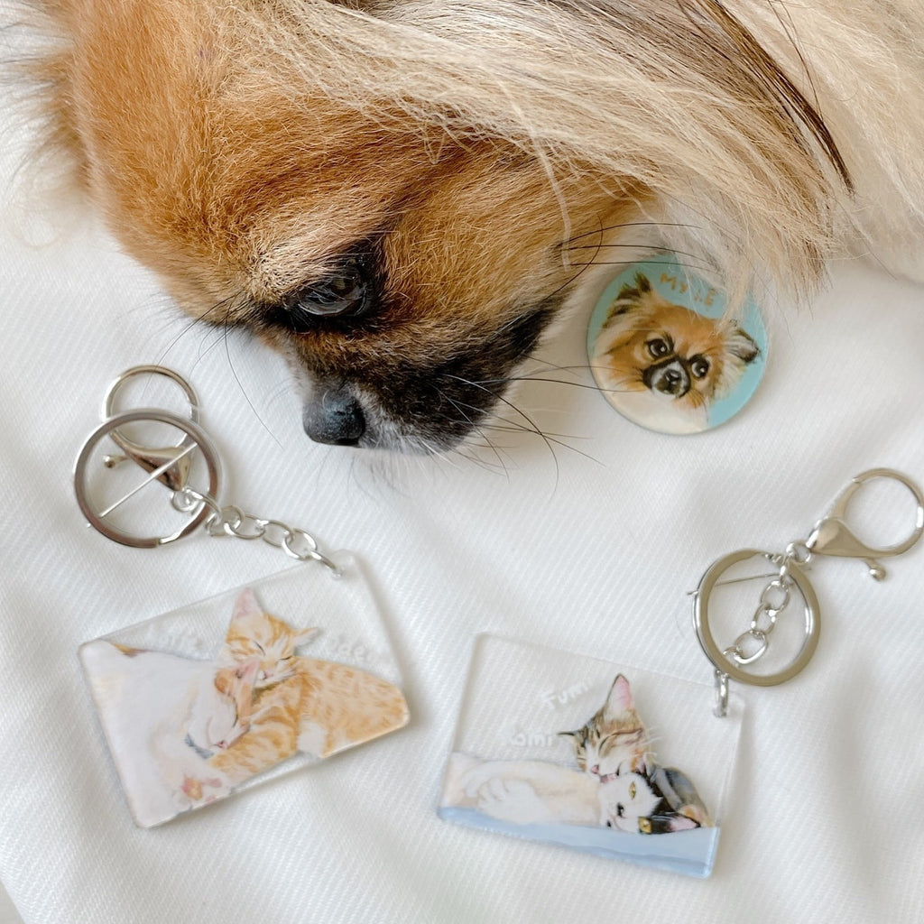 Hand-painted Pet Transparent Keychain, Custom Dog/Cat/Animal Portrait, Pet Gift, Art Keychain, Dog Cat Pet Keychain