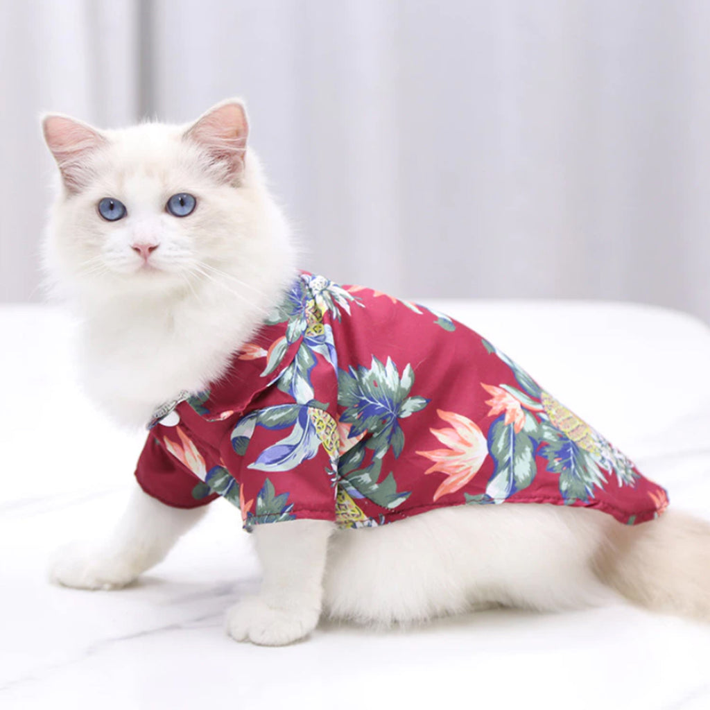 Hawaiian Shirt For Cat Dog, Dog Hawaiian Shirt, Cat Summer Shirt, Summer Pet Shirt, Tropical Pattern Shirt For Pet