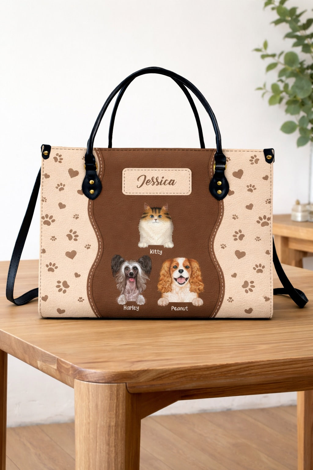 Personalized Dog Portrait Leather Handbag, Pet Portrait Wallet/Shoulder Bag, Custom Pet Bag, Retro Handbag, Dog Mom Bag Gift