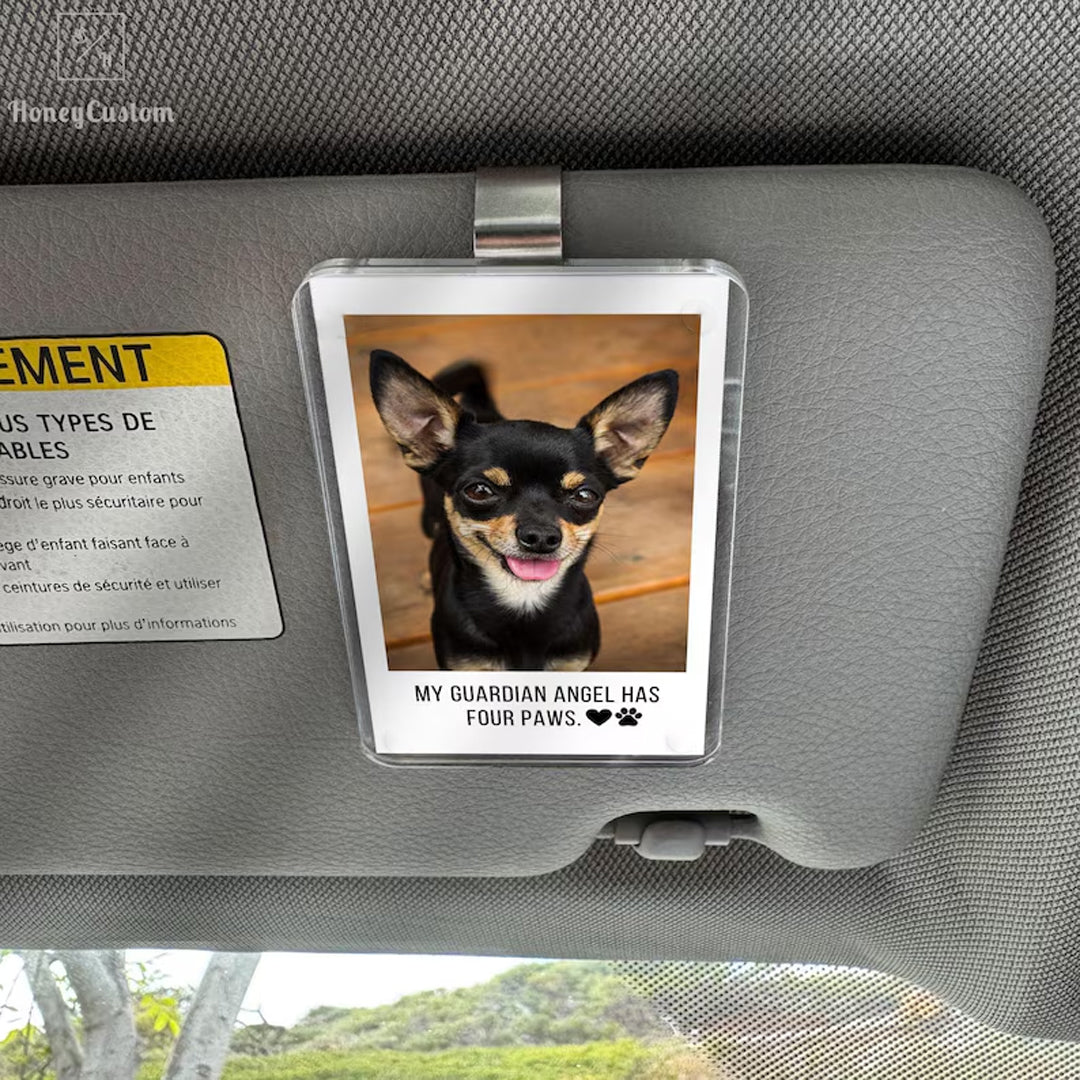 Personalized Dog Car Visor Clip, Custom Dog Cat Photo Car Visor Clip, Pet Loss Memorial, Pet Remembrance Keepsake, Pet Memorial Gift for Car