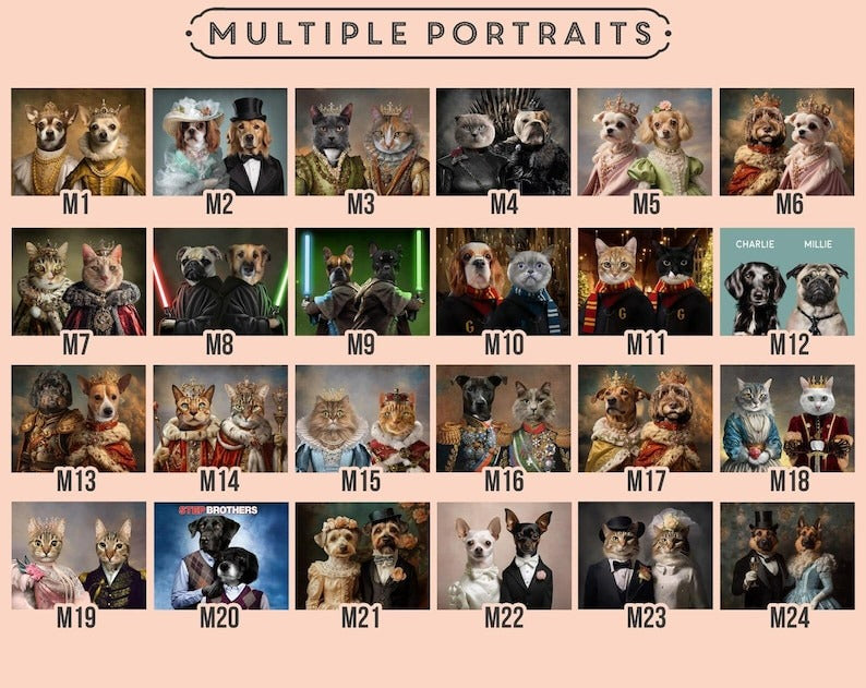 Custom Pet Portrait Painting Canvas, Renaissance Dog Portrait from Photo, Royal Pet King Portrait Painting Digital Art, Portrait Art Design
