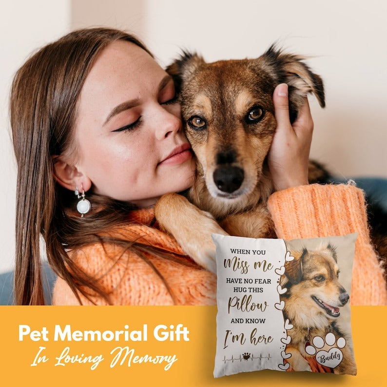 Personalized Pet Memorial Pillow, Dog Cat Pet Memorial Pillow, Custom Loss of Pet Sympathy Gift with Pet's Picture, Pet Loss Gift for Dog Lover