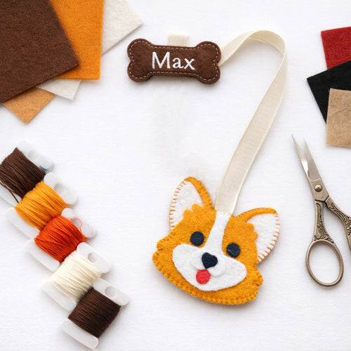 Custom Corgi Felt Bookmark, Dog Fabric, Embroidered Pet Bookmark, Handmade 3D Felt Gift, Pet Lover Gift