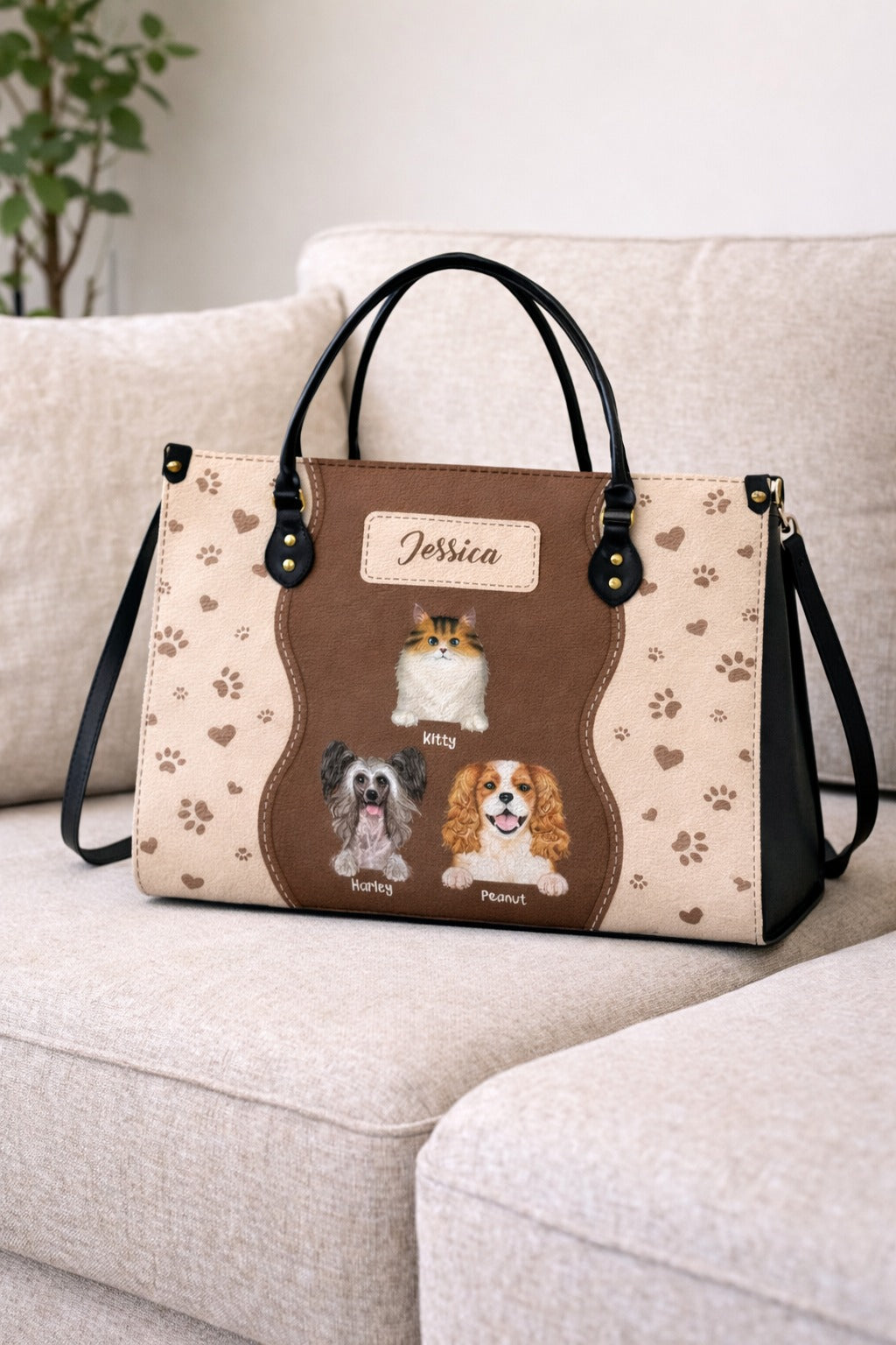 Personalized Dog Portrait Leather Handbag, Pet Portrait Wallet/Shoulder Bag, Custom Pet Bag, Retro Handbag, Dog Mom Bag Gift