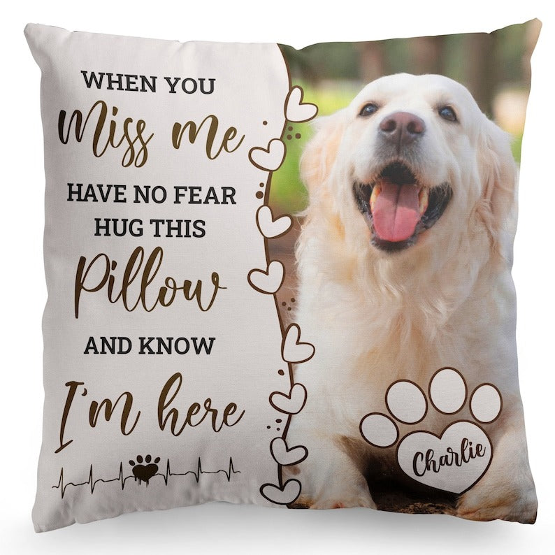 Personalized Pet Memorial Pillow, Dog Cat Pet Memorial Pillow, Custom Loss of Pet Sympathy Gift with Pet's Picture, Pet Loss Gift for Dog Lover