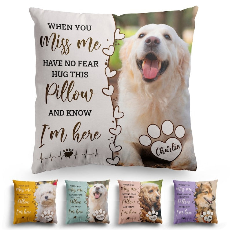 Personalized Pet Memorial Pillow, Dog Cat Pet Memorial Pillow, Custom Loss of Pet Sympathy Gift with Pet's Picture, Pet Loss Gift for Dog Lover