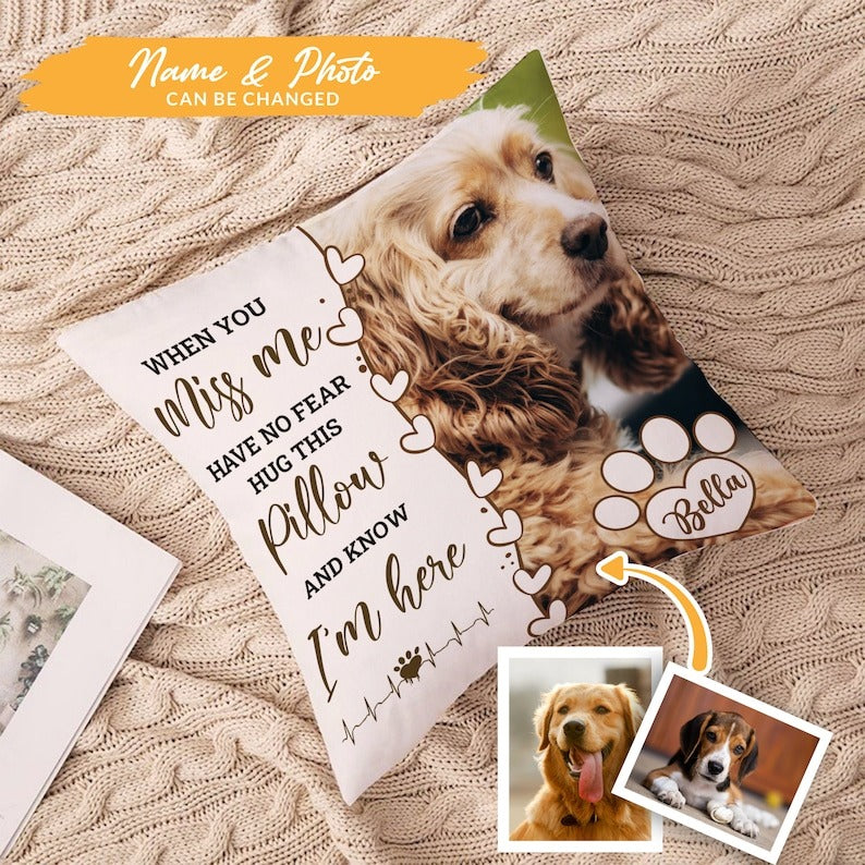 Personalized Pet Memorial Pillow, Dog Cat Pet Memorial Pillow, Custom Loss of Pet Sympathy Gift with Pet's Picture, Pet Loss Gift for Dog Lover