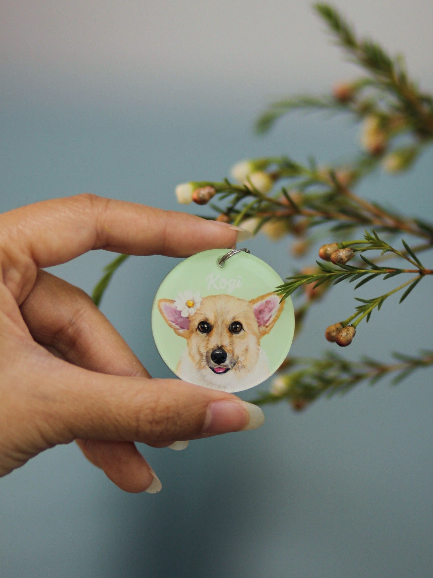Hand-painted Pet Keychain, Custom Pet Portrait, Pet Gift, Art Keychain, Dog Cat Pet Keychain