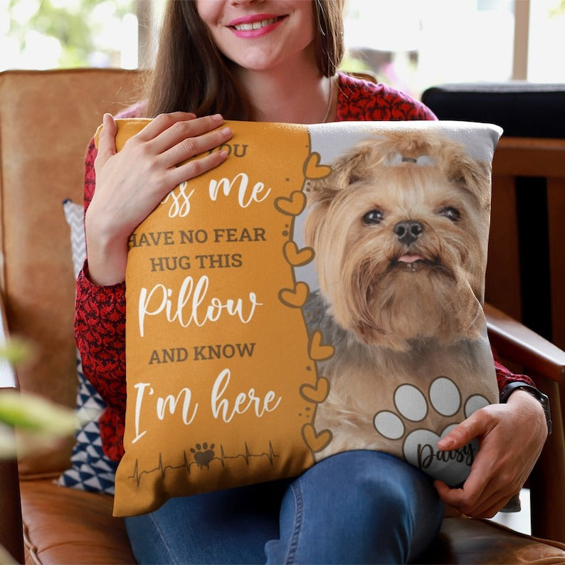 Personalized Pet Memorial Pillow, Dog Cat Pet Memorial Pillow, Custom Loss of Pet Sympathy Gift with Pet's Picture, Pet Loss Gift for Dog Lover