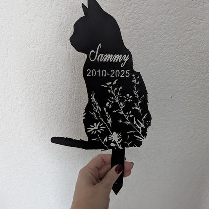 Personalized Flower Cat Memorial Metal Sign, Custom Cat Breed Sign, Pet Memorial Gift, Pet Loss Gift, Remembrance Sign, Metal Garden Decor