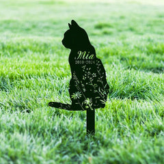 Personalized Flower Cat Memorial Metal Sign, Custom Cat Breed Sign, Pet Memorial Gift, Pet Loss Gift, Remembrance Sign, Metal Garden Decor