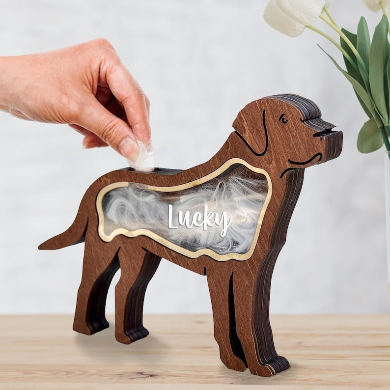 Custom Wooden Pet Fur Keepsake Box Picture Frame, Pet Paw Memorial Box, Pet Ashes Teeth Hair Box Pet Lover Sculpture Paw Print Memorial