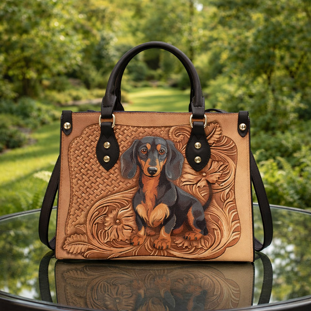 Vintage Dachshund Leather Handbag, Dachshund Wallet/Shoulder Bag, Custom Pet Bag, Retro Handbag, Dog Mom Bag Gift