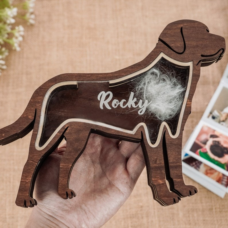Custom Wooden Pet Fur Keepsake Box Picture Frame, Pet Paw Memorial Box, Pet Ashes Teeth Hair Box Pet Lover Sculpture Paw Print Memorial
