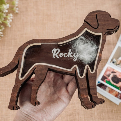 Custom Wooden Pet Fur Keepsake Box Picture Frame, Pet Paw Memorial Box, Pet Ashes Teeth Hair Box Pet Lover Sculpture Paw Print Memorial