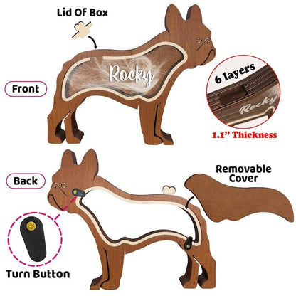 Custom Wooden Pet Fur Keepsake Box Picture Frame, Pet Paw Memorial Box, Pet Ashes Teeth Hair Box Pet Lover Sculpture Paw Print Memorial
