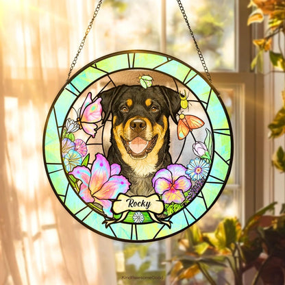 Personalized Pet Portrait Stained Glass Suncatcher, Custom Dog Cat Portrait from Photo, Pet Keepsake, Pet Loss Gift, Memorial For Pet