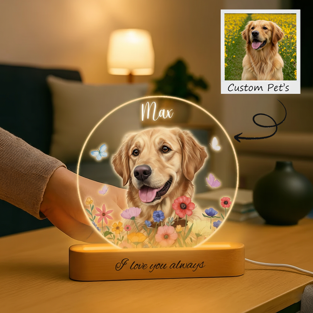 Personalized Dog Portrait LED Night Light, Custom Pet Memorial Gift, dog lover gifts