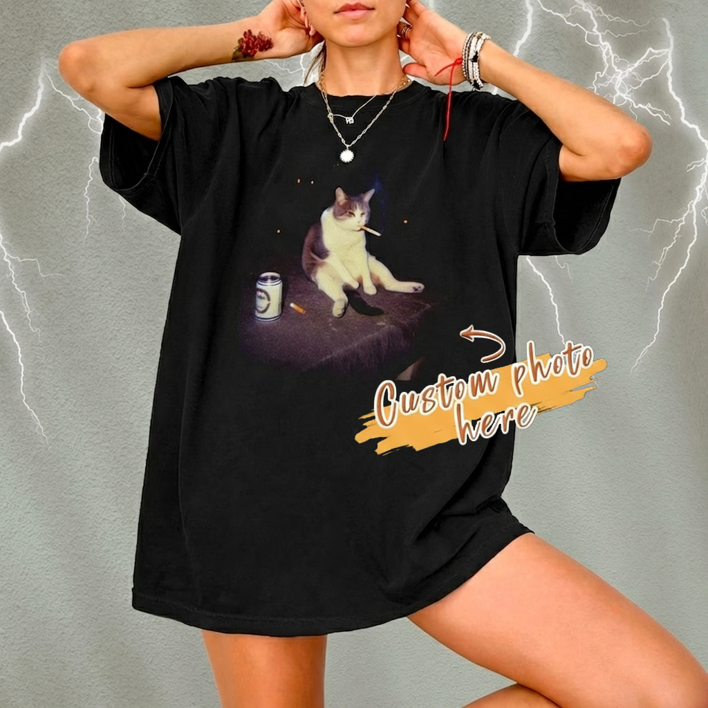 Funny Smoking Cat Meme Shirt, Cigarette Cat Shirt, Gen Z Joke Shirt, Stupid Brainrot Gift, Cat Lover Gift, Funny Kitty Tee, Cool Cat Shirt