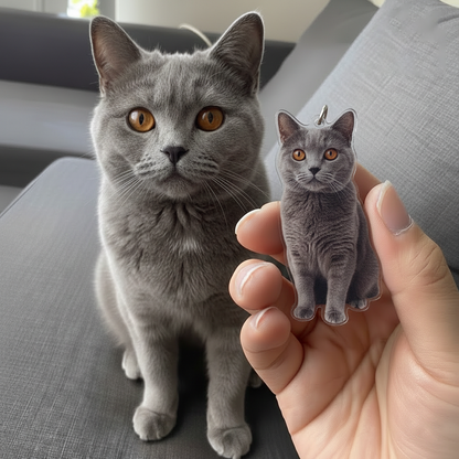 British Shorthair Photo Keychain - Personalized Acrylic Cat Keychain Cut To Shape - Gift For Cat Lovers