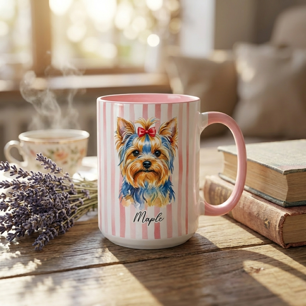Custom Pet PicturePortrait Mug, Personalized Watercolor Drawing from Dog Photo Cup, Pet Face