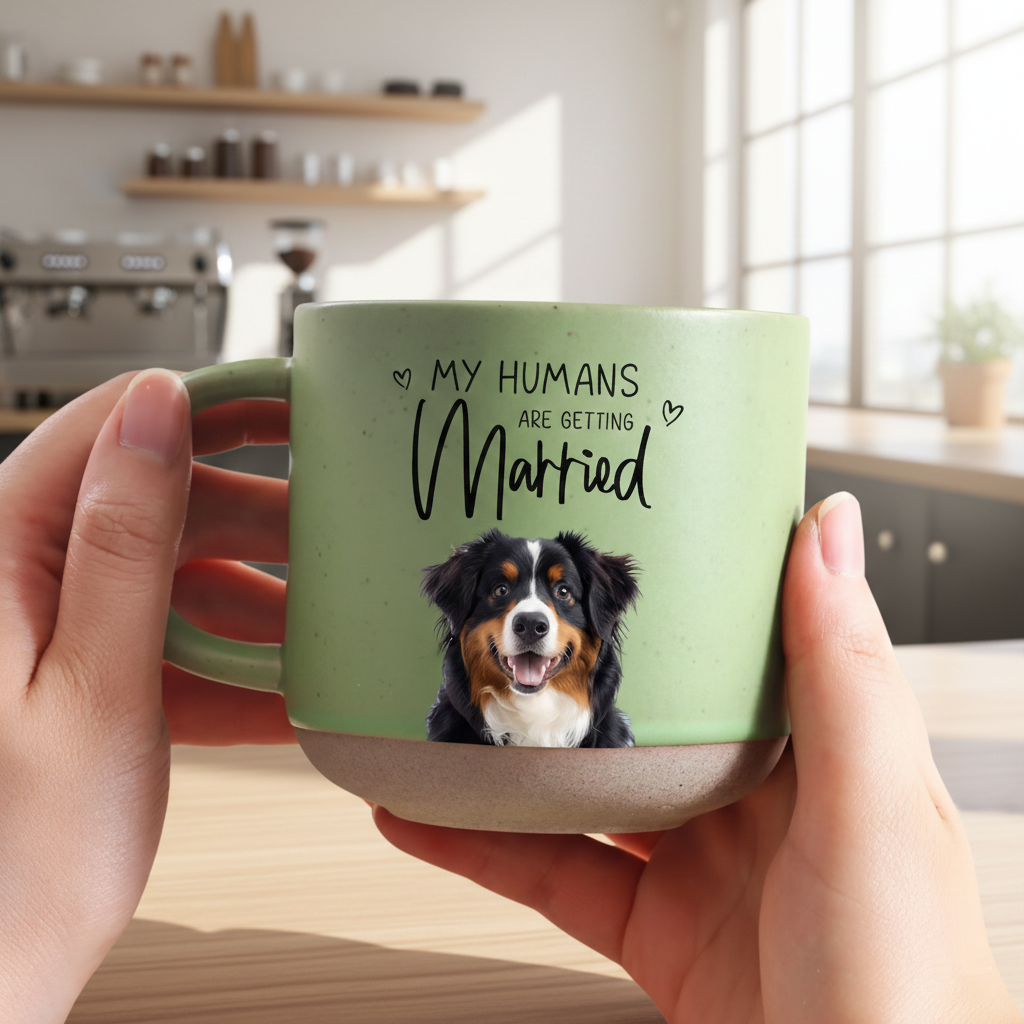 Custom Dog Engagement Pottery Mug, Personalized My Humans Are Getting Married Mug, Custom Pet Wedding Gift