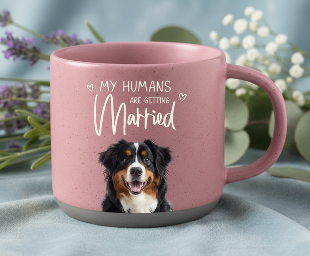 Custom Dog Engagement Pottery Mug, Personalized My Humans Are Getting Married Mug, Custom Pet Wedding Gift