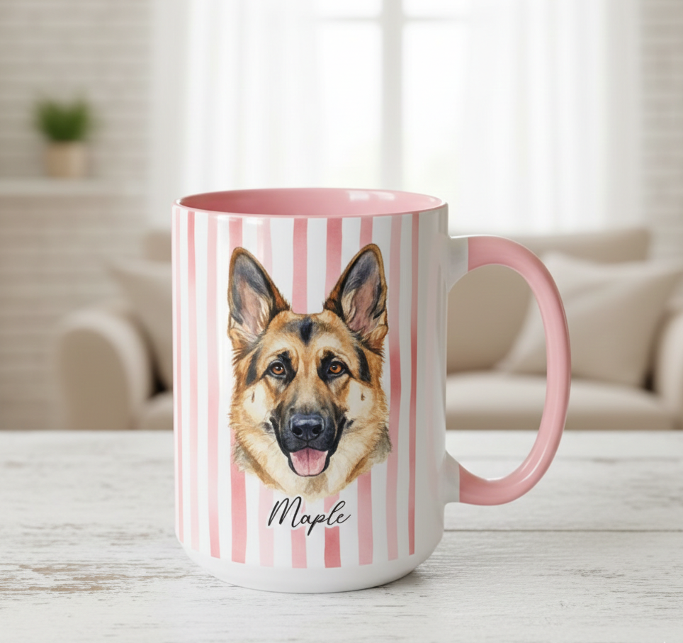 Custom Pet Portrait Mug, Personalized Watercolor Drawing from Dog Photo Cup