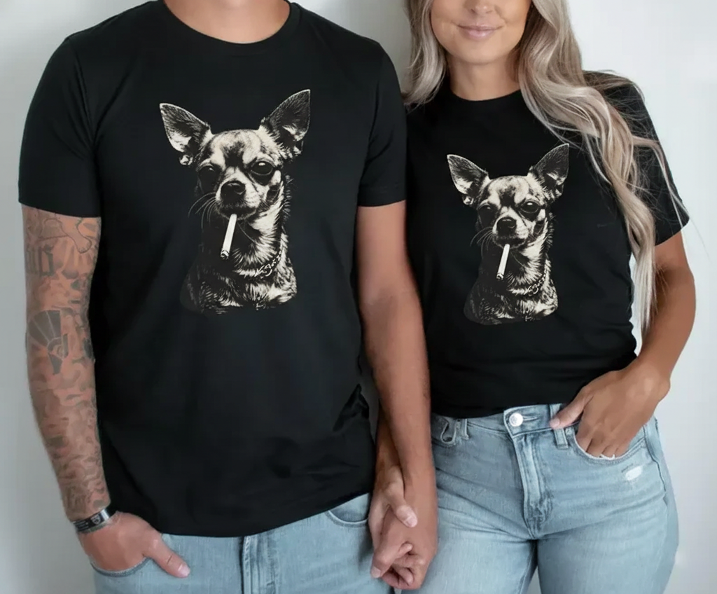 Funny Chihuahua Graphic Tee, Y2K Grunge Dog Shirt, Comfort Colors
