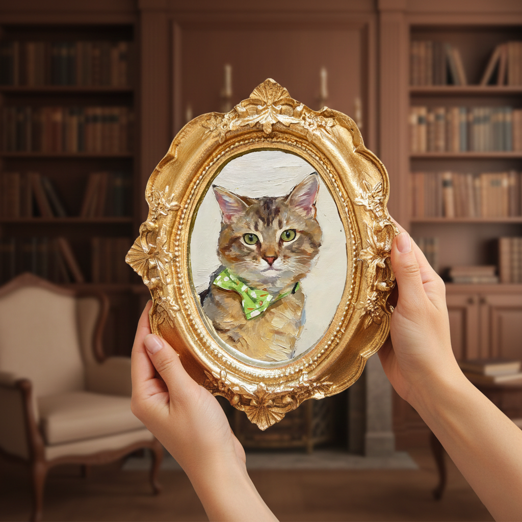 Hand-Painted Pet Portrait From Photo - Personalized Acrylic Dog Painting In Ornate Mini Frame - Pet Lover Gift