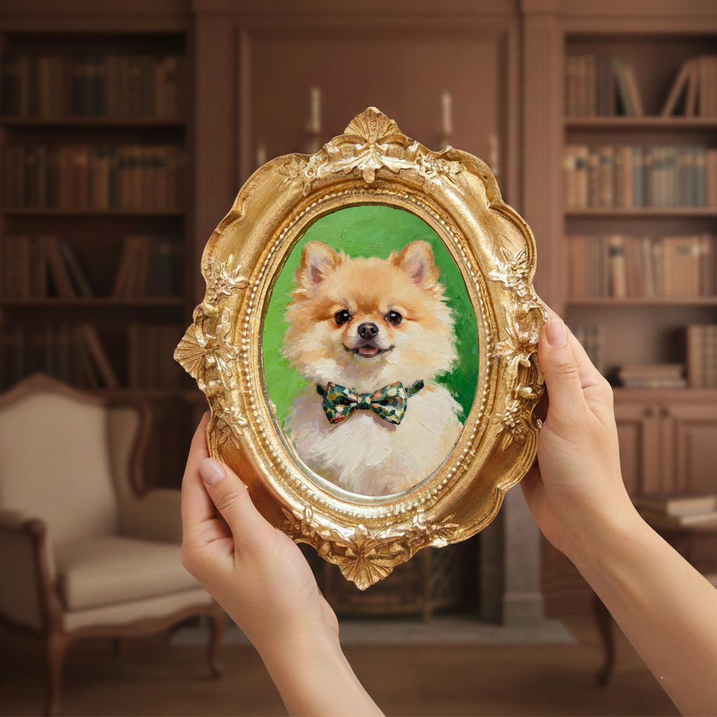 Hand-Painted Pet Portrait From Photo - Personalized Acrylic Dog Painting In Ornate Mini Frame - Pet Lover Gift