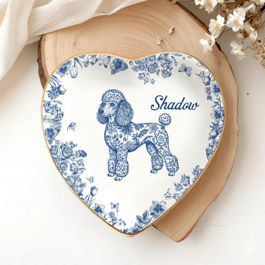 Custom Pet Portrait Jewelry Dish, Jewelry Dish Gift for Pet Lover, Dog Mom Trinket Dish