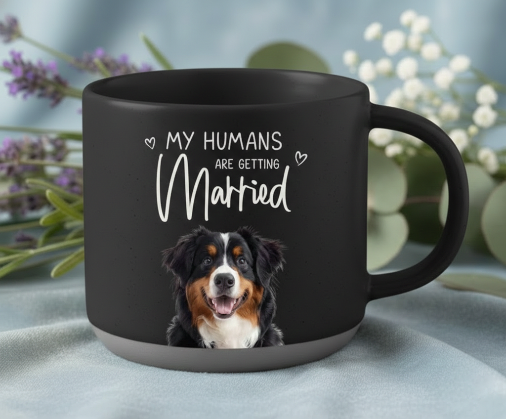 Custom Dog Engagement Pottery Mug, Personalized My Humans Are Getting Married Mug, Custom Pet Wedding Gift