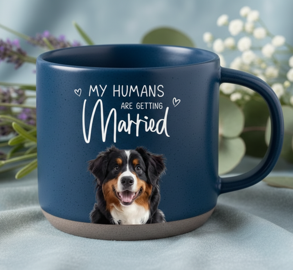 Custom Dog Engagement Pottery Mug, Personalized My Humans Are Getting Married Mug, Custom Pet Wedding Gift