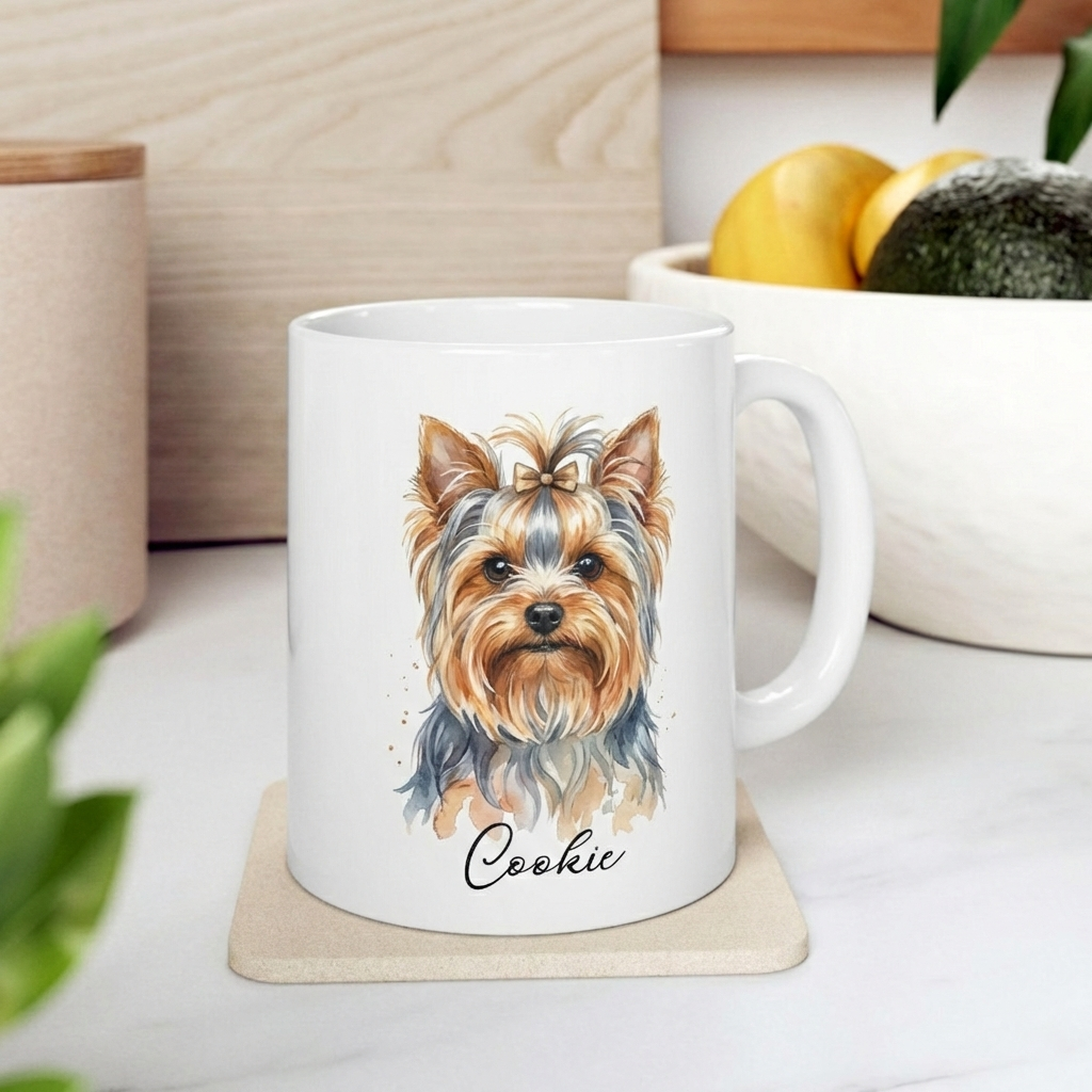 Custom Pet PicturePortrait Mug, Personalized Watercolor Drawing from Dog Photo Cup, Pet Face