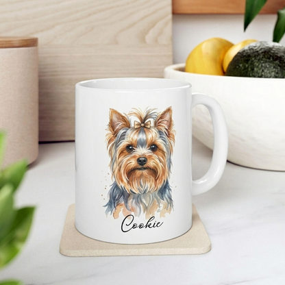 Watercolor Pet Face Striped Mug - Personalized Dog & Cat Portrait Coffee Mug With Name - Gift For Pet Lovers
