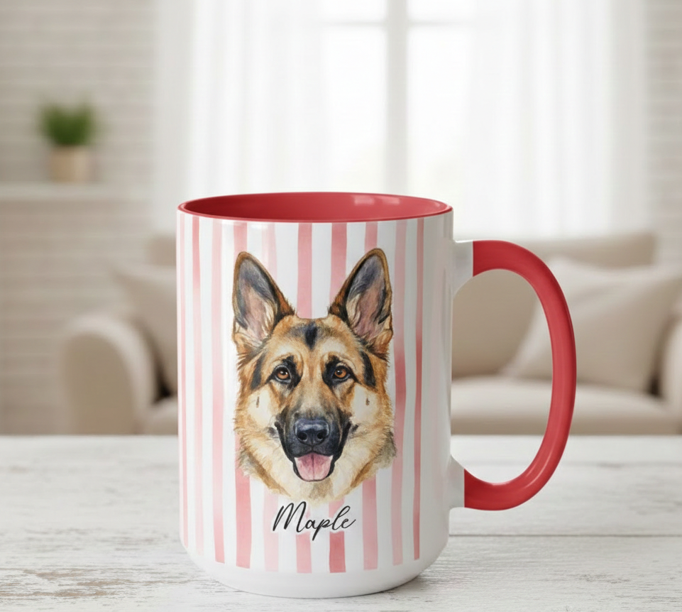 Custom Pet Portrait Mug, Personalized Watercolor Drawing from Dog Photo Cup